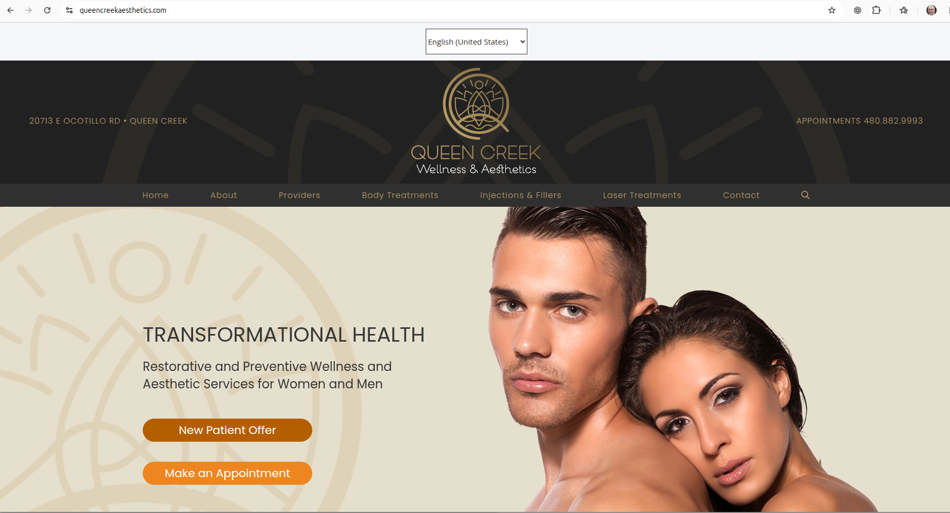Queen Creek Wellness & Aesthetics website preview