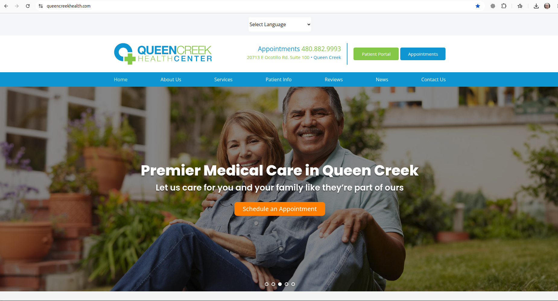 Queen Creek Health Center website preview